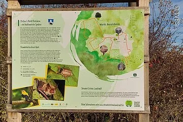 Informationstafel Markt Berolzheim Grüne Infotafel zu Markt Berolzheim und Obstbau.