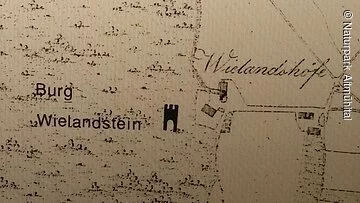Burg Wieldanstein Alter Plan, in dem die Burg Wielandstein eingezeichnet ist
